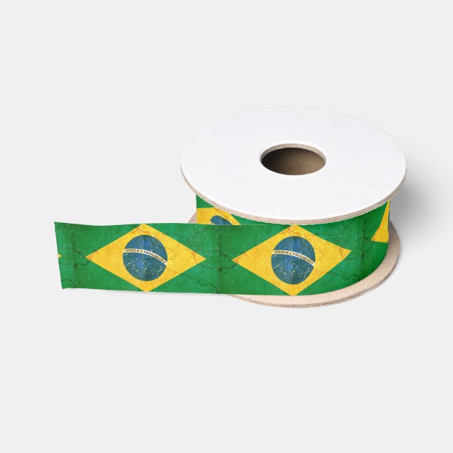 Grunge Flag Brasilien Custom Ribbon Ripsband (Spule)