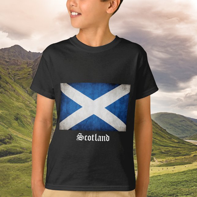Grunge Flag Schottland T-Shirt (Scotland flag tee avail in kid and adult sizes )
