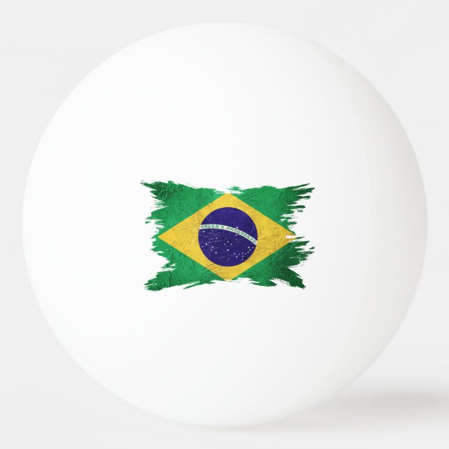 Grunge-Flagge, Brush-Takt, brasilianische Flagge Tischtennisball (Vorderseite)
