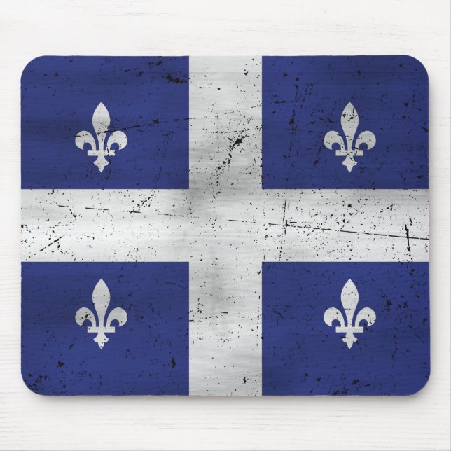 Grunge-Flagge von Québec erodiert Mousepad (Vorne)