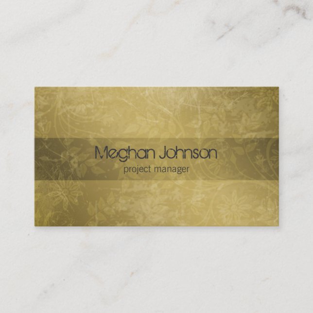 Grunge Floral Sepia Trendy Business Card Visitenkarte (Vorderseite)