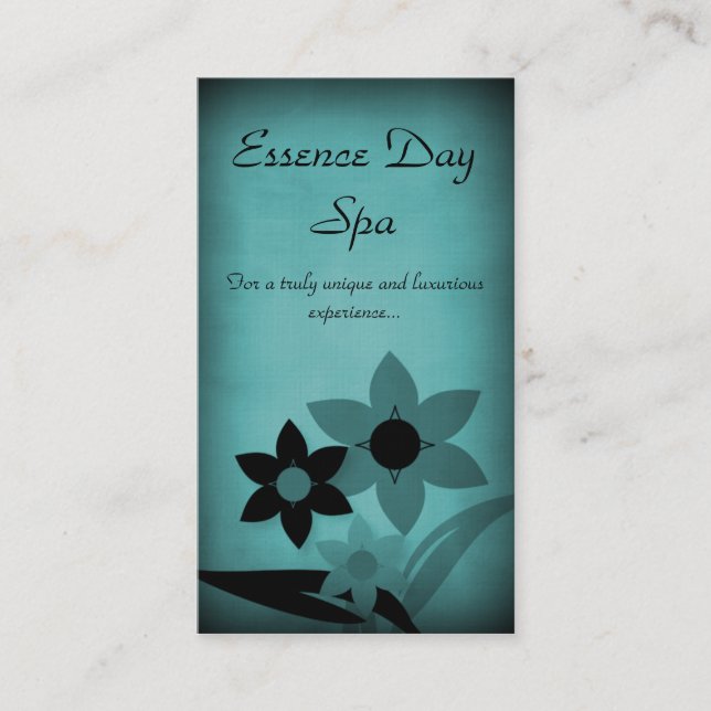 Grunge Florals Business Card, Aquamarin Visitenkarte (Vorderseite)