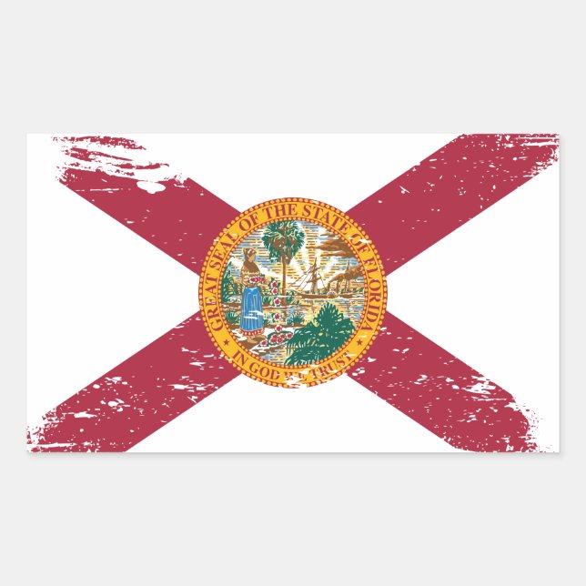 Grunge Florida Flag Rechteckiger Aufkleber (Vorderseite)