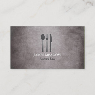 Grunge Fork Knife Spoon Restaurant Café Catering Visitenkarte
