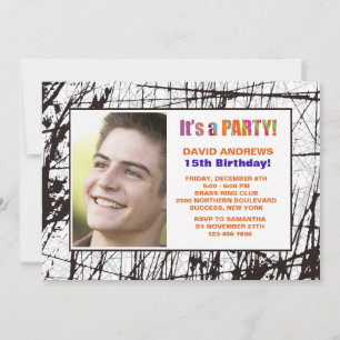 Grunge Frame Photo Anniversaire Fête Invitation