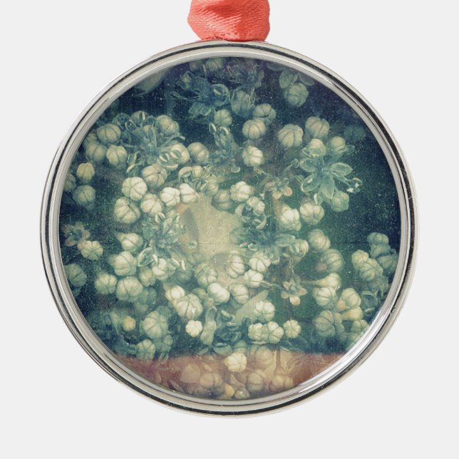 Grunge für Blume und Blume Silbernes Ornament (Vorne)