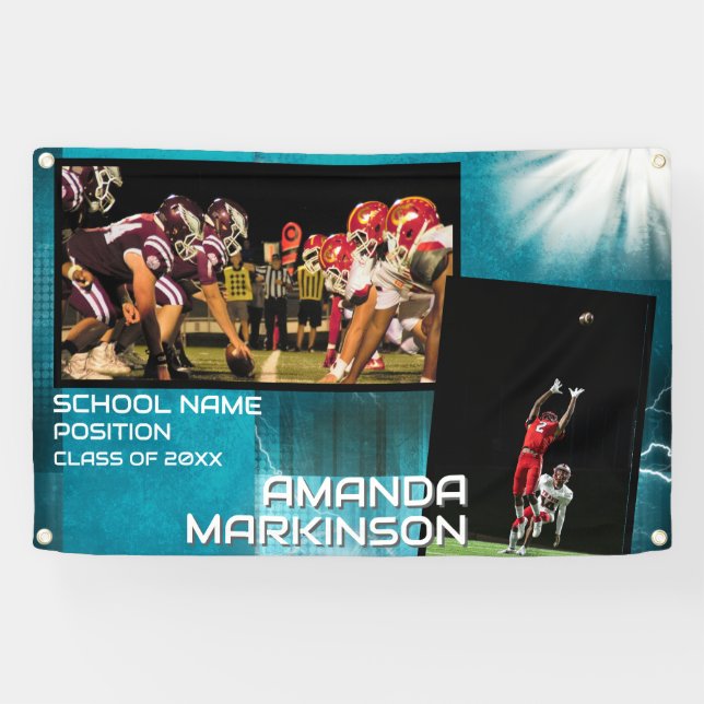 Grunge Generic Two Foto Senior Sport Banner (Horizontal)