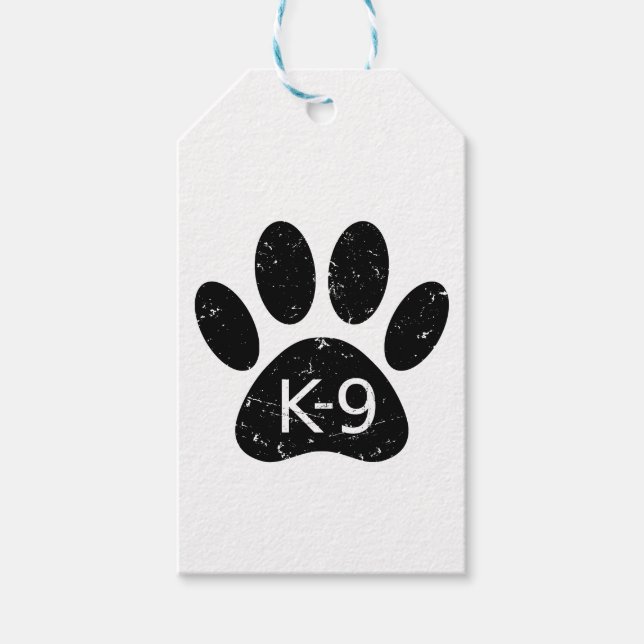 Grunge gestörter Hund Paw K-9 Geschenkanhänger (Vorderseite)