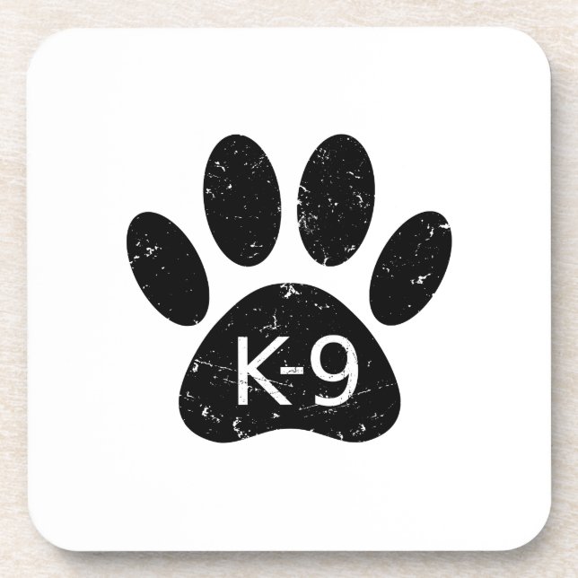 Grunge gestörter Hund Paw K-9 Getränkeuntersetzer (Vorderseite)