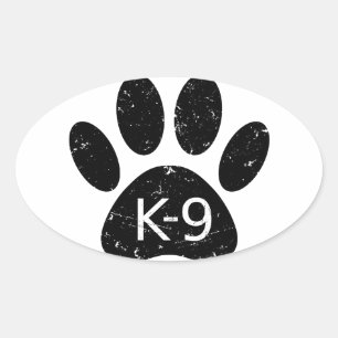 Grunge gestörter Hund Paw K-9 Ovaler Aufkleber