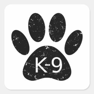 Grunge gestörter Hund Paw K-9 Quadratischer Aufkleber