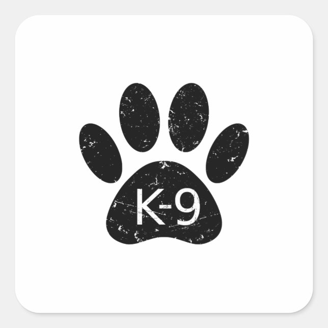 Grunge gestörter Hund Paw K-9 Quadratischer Aufkleber (Vorderseite)