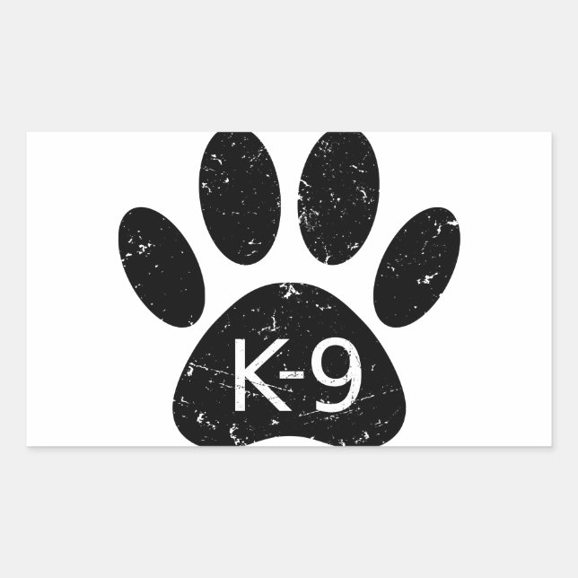 Grunge gestörter Hund Paw K-9 Rechteckiger Aufkleber (Vorderseite)