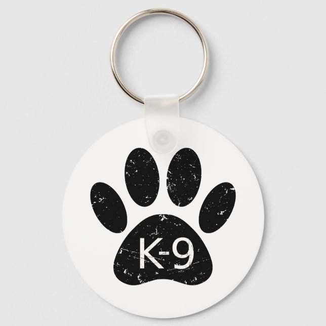 Grunge gestörter Hund Paw K-9 Schlüsselanhänger (Vorderseite)