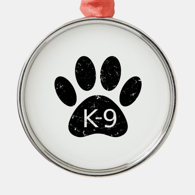 Grunge gestörter Hund Paw K-9 Silbernes Ornament (Vorne)