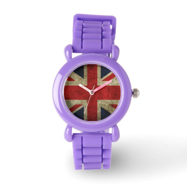 Grunge Gewerkschaft-Jack Britische Flagge Armbanduhr (Vorderseite)