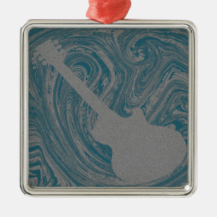 Grunge Gitarre Ornament, Aquamarin Ornament Aus Metall