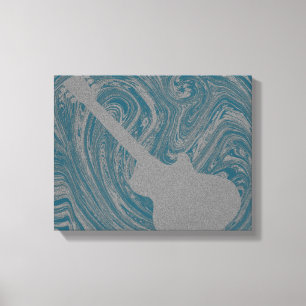 Grunge Gitarre Wirbel Canvas Print, Aquamarin Leinwanddruck