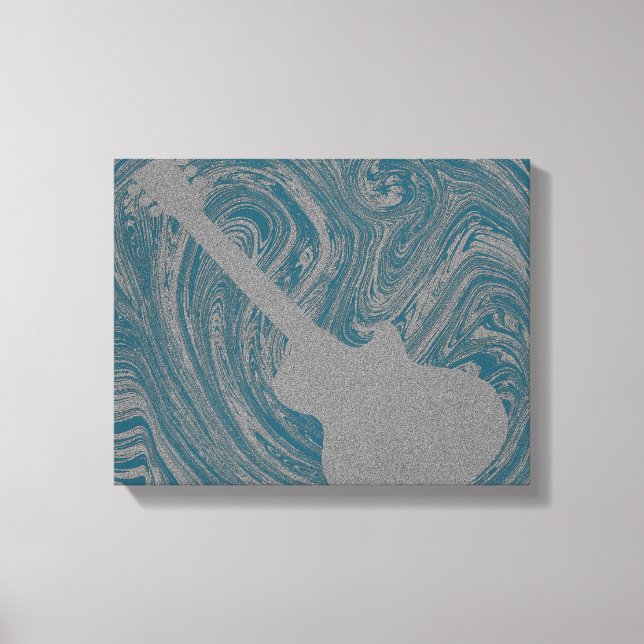 Grunge Gitarre Wirbel Canvas Print, Aquamarin Leinwanddruck (Vorderseite)