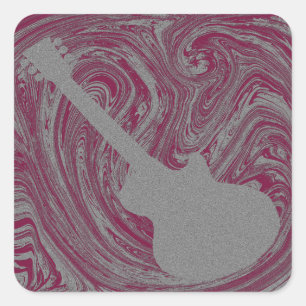 Grunge-Gitarren-Aufkleber, rosa Quadratischer Aufkleber