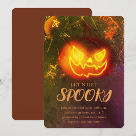 Grunge Golden Adult Pumpkin Spooky Halloween Einladung