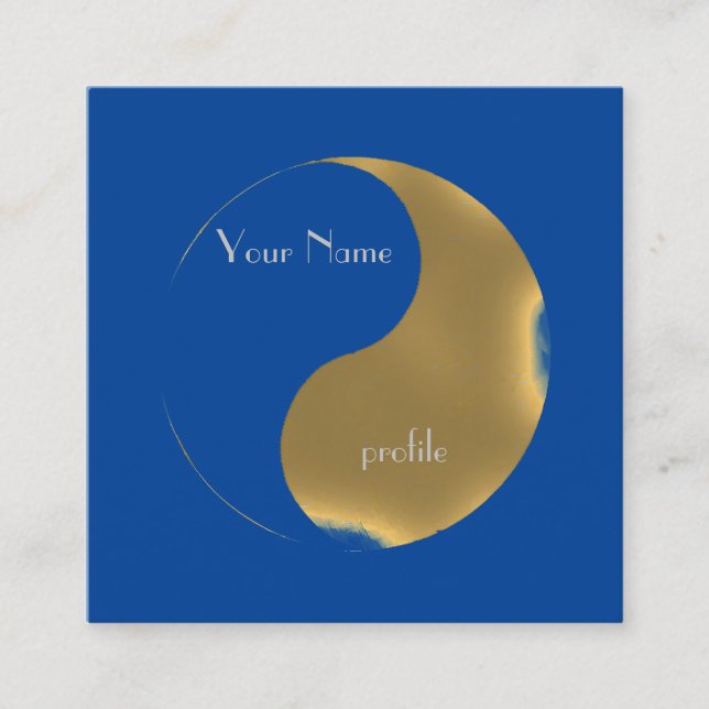 Grunge golden & blau Yang-Karte Quadratische Visitenkarte (Vorderseite)