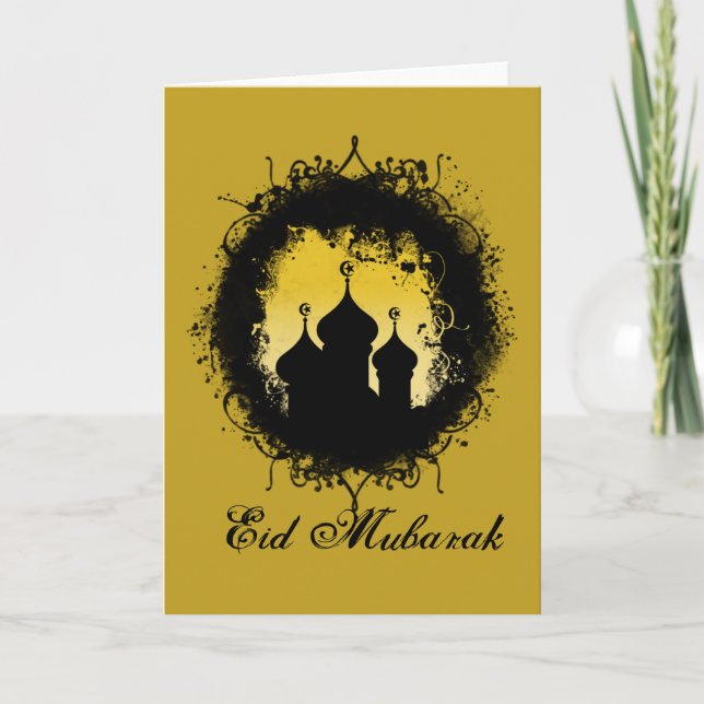 Grunge-Goth Gold und Black Ramadan Moschee Karte (Vorderseite)