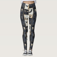 Grunge Gothic Bats & Skulls Denim Muster