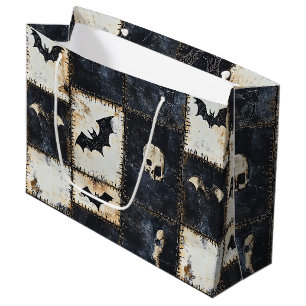 Grunge-Gotik-Fledermäuse- und Totenkopf-Denim-Must Große Geschenktüte