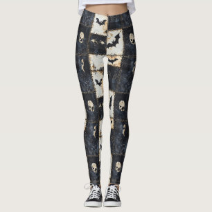 Grunge-Gotik-Fledermäuse- und Totenkopf-Denim-Must Leggings