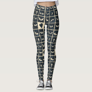 Grunge-Gotik-Fledermäuse- und Totenkopf-Denim-Must Leggings