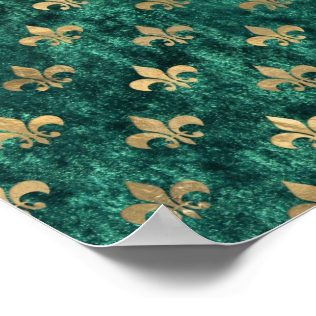 Grunge Green Velvet Lilie Mardi Gras Poster (Ecke)