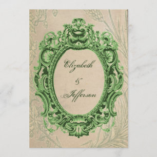 Grunge Green Vintag Frame Wedding Einladungen