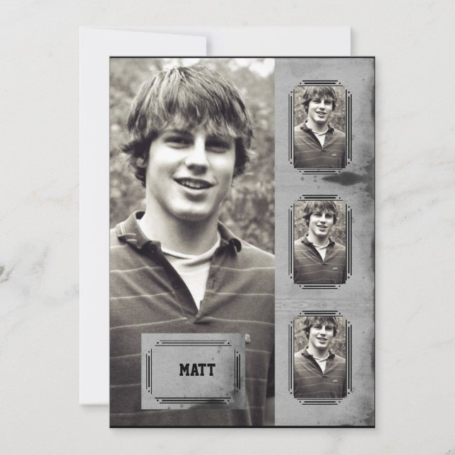 Grunge-GrenzFoto-Platten-Abschluss-Mitteilung Einladung (Vorderseite)