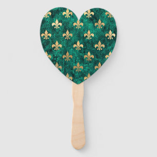 Grunge Grün Samt Fleur De Lis Mardi Gras Fächer
