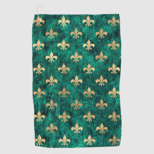 Grunge Grün Samt Fleur De Lis Mardi Gras Golfhandtuch