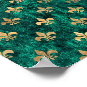 Grunge Grün Samt Fleur De Lis Mardi Gras Poster