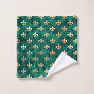 Grunge Grün Samt Fleur De Lis Mardi Gras Waschlappen