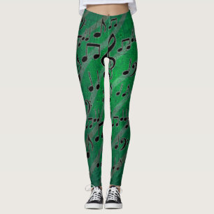Grunge grüne Musiknote Leggings