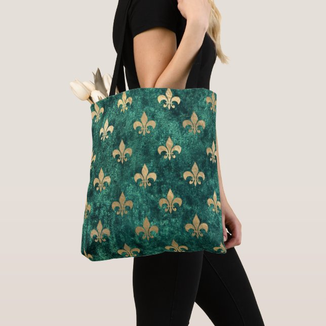 Grunge Grüne Velvet Lilie Mardi Gras Tasche (Von Nahem)