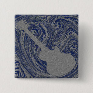 Grunge Guitar Button, Royal Blue Button