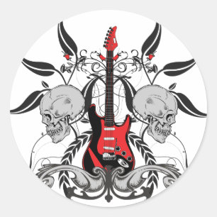 Grunge Guitar Runder Aufkleber