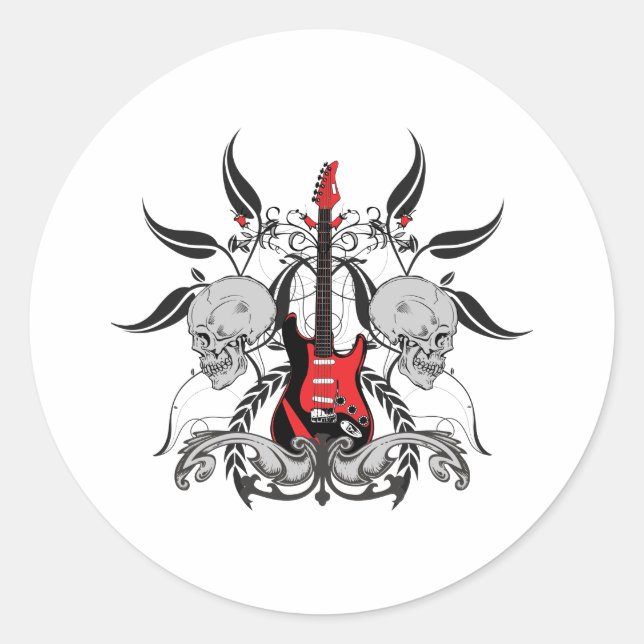 Grunge Guitar Runder Aufkleber (Vorderseite)
