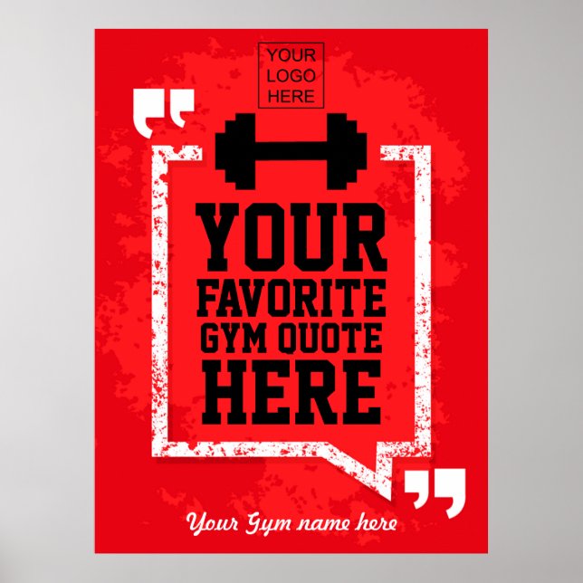 Grunge Gym lifestyle quote personalized add logo Poster (Vorne)