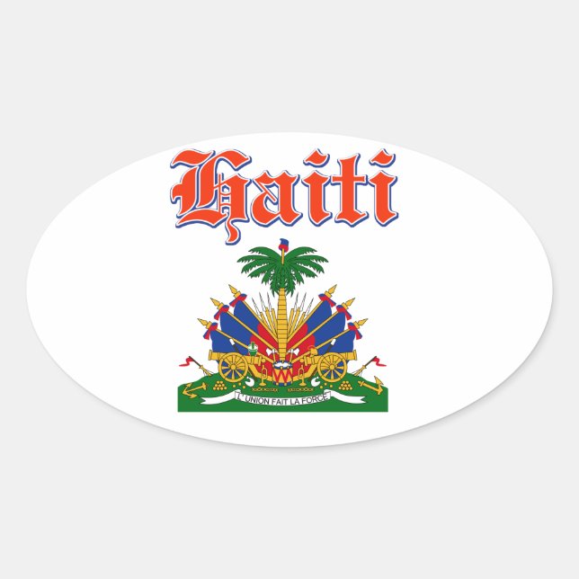 Grunge Haiti Wappen Designs Ovaler Aufkleber (Vorderseite)
