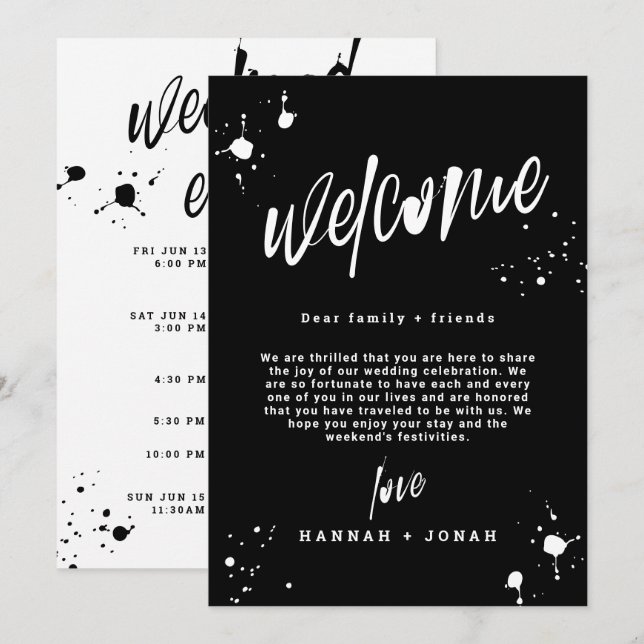 Grunge Halloween Hochzeitsprogramm Begrüßungskarte Einladung (Vorne/Hinten)