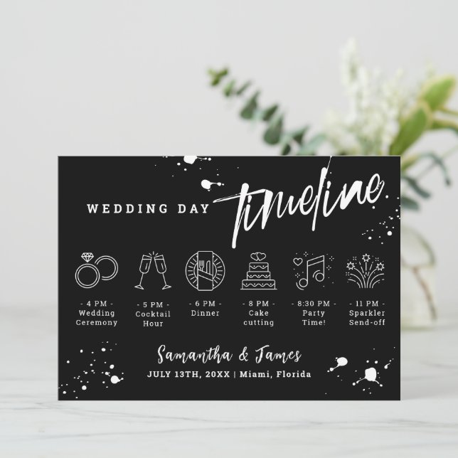 Grunge Halloween Mariage timeline Carte de bienven (Debout devant)
