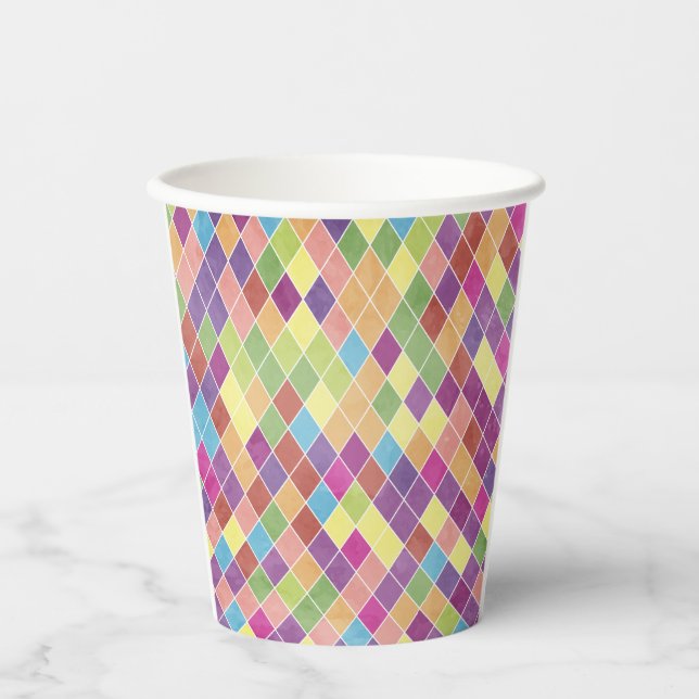 Grunge Harlequin Pattern Pappbecher (Vorderseite)