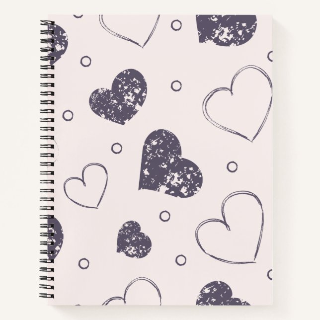 Grunge Hearts Spiral Notebooks Notizbuch (Vorderseite)