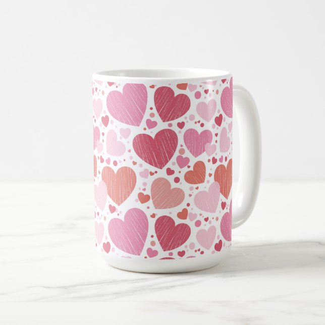 Grunge Herz Schatten von Rosa Kaffeetasse (VorderseiteRechts)